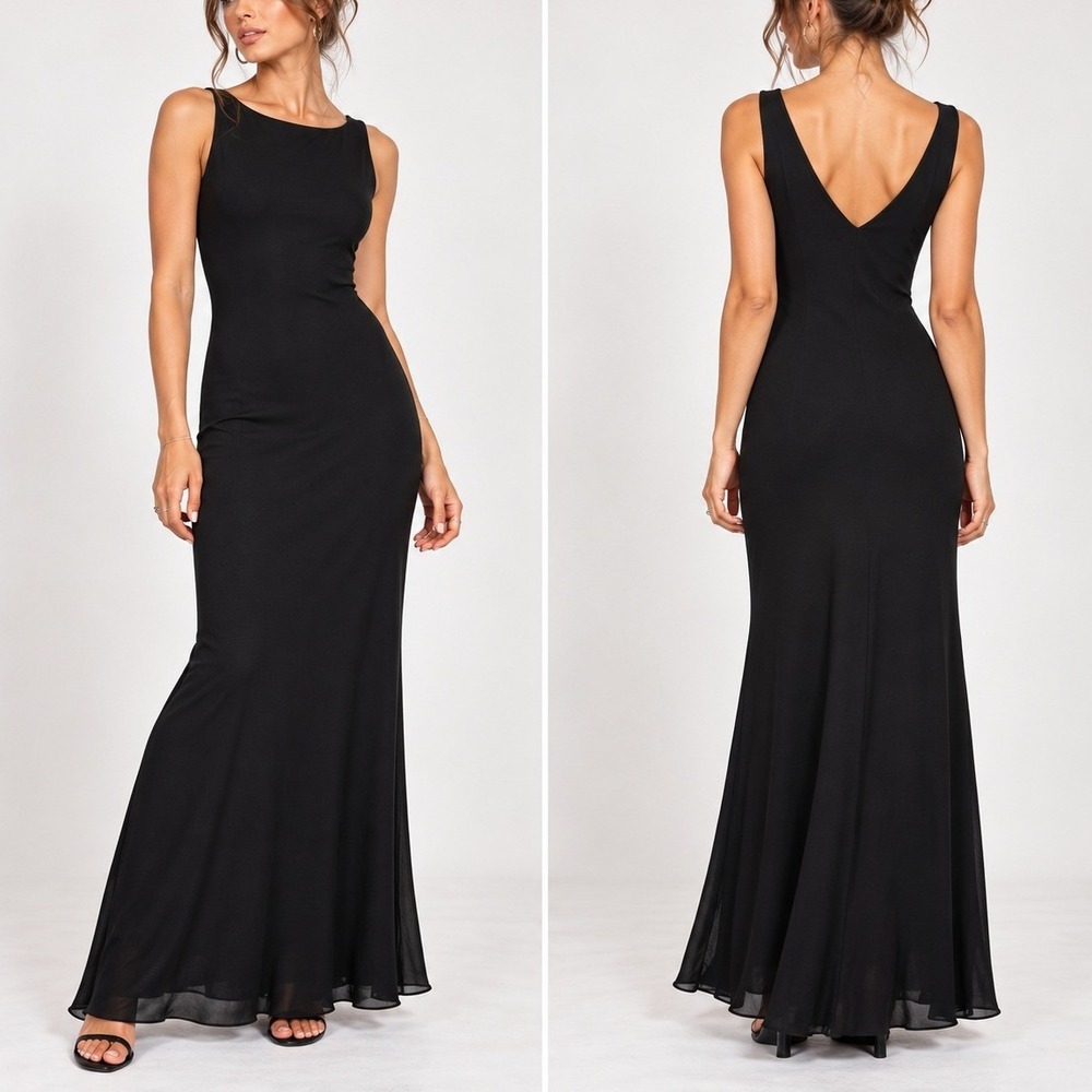 Zum Zum Maxi Dress Women S Black Sheer Overlay Y2K Whimsigoth Minimalist Vtg